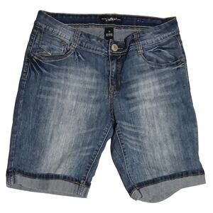 SouthPole Womens Junior Mid-Rise Bermuda Jean Shorts Size 11 28Wx10L